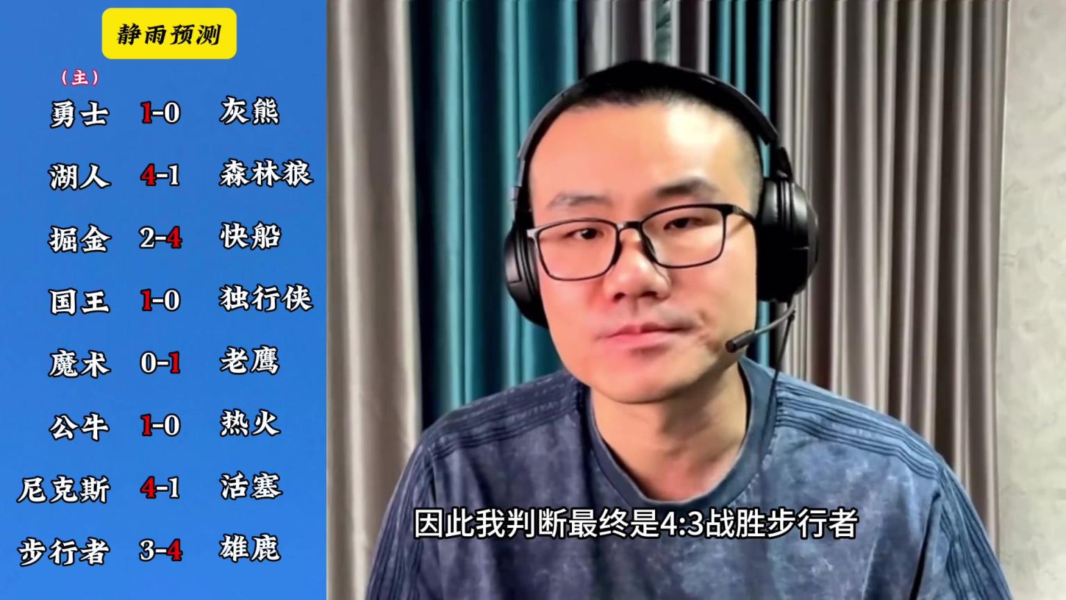 你同意嗎？靜雨對東西部季后賽球隊的預(yù)測：勇贏熊 湖船尼鹿晉級